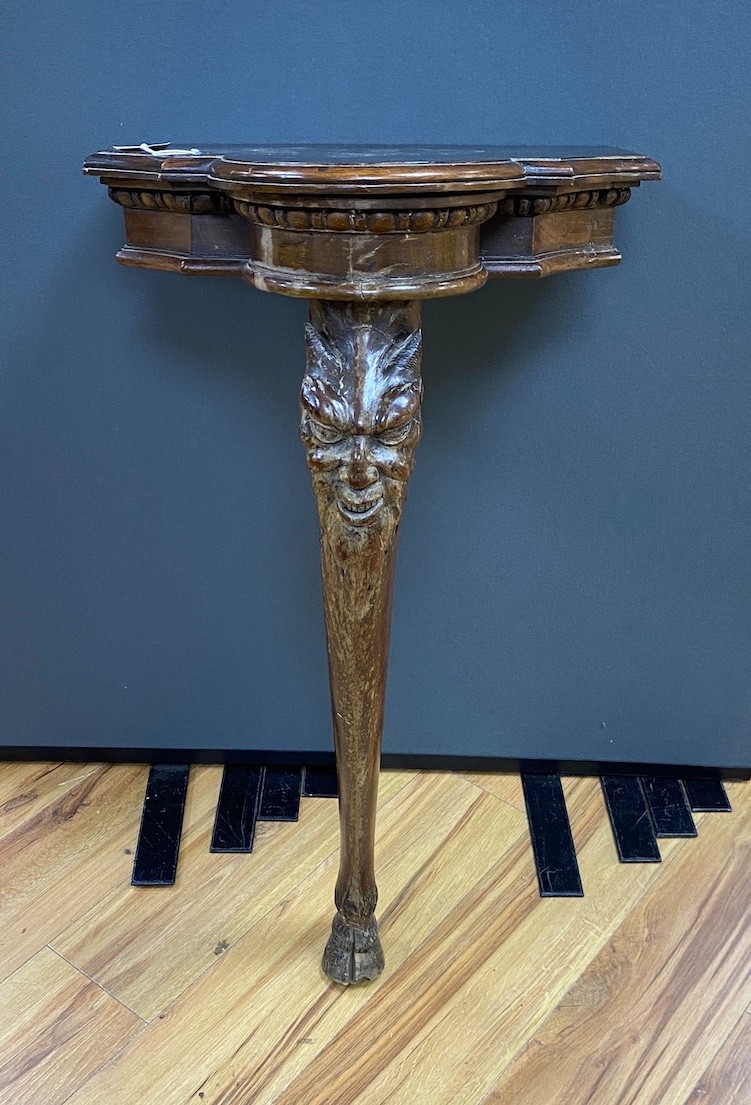A 19th century mahogany monopodia console table, in George II Irish style, height 83.5cm, width 45cm, depth 37cm